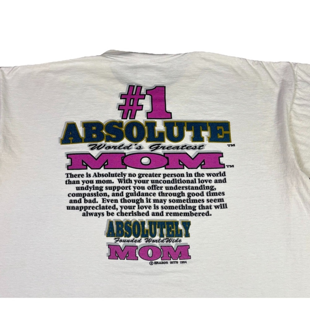 Vintage 1994 Absolute Worlds Greatest Mom T Shirt Funny Quote White 2XL